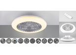 REALITY LEUCHTEN LED Deckenleuchte "Stralsund Deckenventilator", weiß (titanfarbig weiß), 1, Ø 50cm H: 16,8cm, 1 Stk., Leuchten, Deckenlampe, Ventilator, Fernbedienung, Ventilator getrennt schaltbar, LED Deckenleuchte