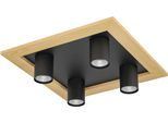 EGLO Deckenleuchte "VALCASOTTO 1", braun (schwarz, braun), H: 10cm, 1 Stk., Leuchten, Deckenleuchte in schwarz und braun aus Stahl, Holz, Deckenleuchte