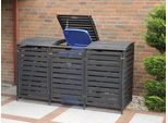 Mülltonnenbox PROMADINO "Vario V", grau (anthrazit), B:219cm H:122cm T:92cm, Holzwerkstoff, Aufbewahrungsboxen, Mülltonnenbox, für 3 x 240 l, anthrazit