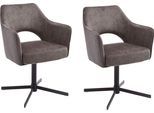 Esszimmerstuhl MCA FURNITURE "Valetta", braun (cappuccino, metall schwarz matt lackiert, cappuccino), B:64cm H:85cm T:61cm, 100% Polyester, Stühle, Esszimmerstuhl, 2 er Set, 360 drehbar, Taschenfederkern, belastbar 120 kg
