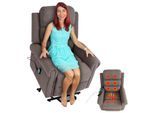 Fernsehsessel MCW-K63, Relaxsessel Sessel, Liegefunktion Aufstehhilfe Massage Heizfunktion, Stoff/Textil ~ dunkelgrau