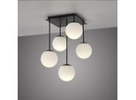 OTTO HOME Deckenleuchte "Nellin", schwarz, glas opal matt weiß, 5, Ø 16cm H: 59cm, Leuchten, Deckenlampe mit großen Glaskugeln, amberfarben oder opal matt weiß, Deckenleuchte