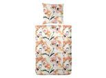 Bettwäsche PRIMERA "Renforce-Bettwäsche Orchid", orange, B/L: 135cm x 200cm, 1 Stk., 1 Stk., Renforcé, B/L: 80cm x 80cm, 2, Renforcé, Obermaterial: 100% Baumwolle, Bettwäsche, Bettwäsche