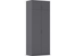 Kleiderschrank RAUCH "Drehtürenschrank Schrank Garderobe Ankleide Schlafzimmer LAGOA", graumetallic, B:91cm H:235cm T:54cm, Holzwerkstoff, Schränke, Kleiderschrank, moderne Kantengriffe aus Metall, optional mit Aufsatz MADE IN GERMANY