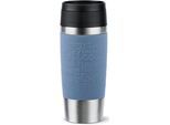 Thermobecher EMSA "Travel Mug Classic, mit 360-Trinköffnung, auslaufsicher, rutschfest", blau (aqua, blau), H:20,4cm Ø:8,2cm, Edelstahl, Kunststoff, Silikon, Trinkgefäße, Thermobecher, 4h heiß, 8h kalt - 360 ml / 6h heiß, 12h kalt - 500 ml, 100% dicht