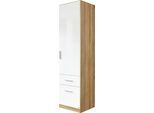 Drehtürenschrank RAUCH "Kleiderschrank Schrank Garderobe Schlafzimmerschrank CELLE", weiß (eiche sonoma, hochglanz weiß, griffe alu), B:47cm H:197cm T:54cm, Holzwerkstoff, Schränke, Drehtürenschrank, in 4 Breiten und 2 Höhen, optional mit Schubkästen MADE IN GERMANY