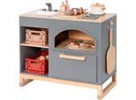 Spielküche MUSTERKIND "Taxus, dunkelgrau/natur", grau (dunkelgrau, natur), Spielküchen, KinderB:70cm H:62cm T:39cm, Holz, Spielküche, B:70cm H:62cm T:39cm