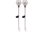 Gartenleuchte LUXFORM "Solar-Erdspieß-Gartenlampe - Pentagon - 2 Stück", braun (bronze), 2 Stk., Leuchten, Gartenleuchte, Dekoratives Gartenornament
