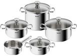 Topf-Set TEFAL "Duetto Induktion, robust und hochwertig, Induktions Töpfe Set", silber (edelstahlfarben), Töpfe, Topf-Set, mit Siebdeckel, für alle Herdarten geeignet