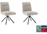 4-Fußstuhl MCA FURNITURE "DELANE Esszimmerstuhl (2er Set) - Stuhl", beige (creme, schwarz, creme), B:49cm H:92cm T:65cm, Polyester, Stühle, Taschenfederkern, Lehnenkippfunktion, beweglicher Rücken, 360 drehbar
