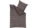 Wendebettwäsche KAEPPEL "MOTION 100% gekämmte Baumwolle", braun (braun, taupe), B/L: 140cm x 220cm, 1 Stk., 1 Stk., Mako-Satin, B/L: 70cm x 90cm, 2 Stk., Mako-Satin, Obermaterial: 100% Baumwolle, Bettwäsche, Wendebettwäsche, mit feinen Wellenlinien, Markenreißverschluss, Wendeoptik