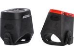 Fahrradbeleuchtung FISCHER FAHRRAD "Akku Beleuchtungsset SQUARE 40/20 Lux", schwarz, Fahrradlampen, Fahrradbeleuchtung