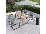Beldano , Grau , Holz, Metall , Akazie,Akazie , rechteckig , 150x85x75 cm , ISO 9001, Bsci, FSC 100% , lichtecht, wetterbeständig , Gartenmöbel, Gartentische, Gartentische