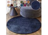 Hochflor-Teppich ESPRIT "Alice ESP-4377 Kunstfell", blau (dunkelblau), H:25mm Ø:150cm, Kunstfaser, Teppiche, Kaninchenfell-Haptik, besonders weich und dicht, für alle Räume
