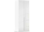Drehtürenschrank OTTO HOME "Kleiderschrank Kleiderschränke Schrank Garderobe AGORDO mit Glasfront", weiß (alpinweiß, glas kristallweiß), B:91cm H:229cm T:54cm, Holzwerkstoff, Schränke, Drehtürenschrank, durchdachte Innenausstattung, in 8 Breiten und 2 Höhen MADE IN GERMANY