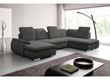 Wohnlandschaft WERK2 "Pula, modern, funktionell und gemütlich", grau, B:356cm H:105cm T:237cm, 100% Polyester, Sofas, Wohnlandschaft, verstellbare Kopfteile, mit Schlaffunktion und Bettkasten