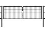 Zaundoppeltür ALBERTS "Flexo", grau (anthrazit), B:250cm H:80cm, Stahl, Tore, Zaundoppeltür, 250 cm Breite, in versch. Höhen
