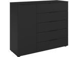 Kommode "Kommode Sideboard Schubladen Türenkommode SERINA eleganter Eyecatcher", schwarz, B:120cm H:100cm T:42cm, Holzwerkstoff, LEGER HOME BY LENA GERCKE, Sideboards, Kommode, mit 5 Schubkästen und 1 Tür sowie Metallgriffen MADE IN GERMANY