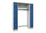 STIER Garderobe, 2 Säulen mit 5 Fächern, 300 mm AB, Hutablage 900 mm, Drehr., RAL 7035/5010 (906496)
