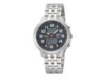 Funkchronograph ETT "Hunter World Timer", grau (silberfarben), Armbanduhren, Herren, Armbanduhr, Herrenuhr, Stoppfunktion, Datum, Solar, Edelstahlarmband