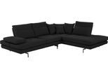 Ecksofa CALIA ITALIA "Toby Wing, B/T: 288/232 cm, Designsofa, Premium Sitzkomfort, L-Form", schwarz (nero bull), B:288cm H:90cm T:232cm, Leder BULL (100% Leder), Sofas, Ecksofa, Sitztiefenverstellung, wahlw. mit Kissen-Set,Füße schwarz matt