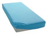 Spannbettlaken BELLANA "bellana deluxe für Boxspring- & Komfortbetten, mit Elasthan, 230 g/m²", blau (mittelblau), B:140cm, Jersey, Obermaterial: 95% Baumwolle, 5% Elasthan, Bettlaken, Spannbettlaken, Premium-Qualität, für extra hohe Matratzen 35-45 cm, faltenfrei