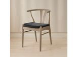 Stuhl HAMMEL FURNITURE "Freja, Massivholz Stuhl mit gepolstertem Sitz – komfortabel & robust", weiß pigmentiert klar lackiert, weiß pigmentiert klar lackiert, schwarz, B:53cm H:75cm T:54cm, Leder, Massivholz, Stühle, Stuhl, Massivholz, gepolsterte Sitzfläche, versch. Farbvarianten