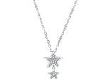 Kette mit Anhänger AMOR "Stars", bunt (silberfarben, weiß), Halsketten, Damen, mit Zirkonia, Silber 925 (Sterlingsilber), L: 45, mit Zirkonia (synth.)