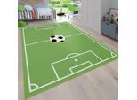 Kinderteppich PACO HOME "Bino 568", grün, B:120cm H:4mm L:160cm, Polyester, Teppiche, Kinderteppich, Kurzflor, Spiel-Teppich, Motiv Fußballfeld, Kinderzimmer