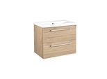 Waschtisch WELLTIME "Scandic, Waschbeckenunterschrank inkl. Waschbecken, Badmöbel", helle eiche, eichefarben, B:61cm H:53,5cm T:39cm, Waschtische, Waschtisch