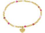 Armband AMOR "Herz", pink (gelbgoldfarben, kristallweiß, pink, kristallweiß, pink), Armbänder, Damen, 17cm, Edelstahl, Armband, mit Glasstein, Stein (synth.)