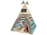 Spielhaus MUDDY BUDDY "Tipi-Zelt Dreamer", blau (natur, warmgrau, petrolblau), Spielhäuser, KinderB:135cm H:170cm T:135cm, Holz, Spielhaus, Holzschutz vorbehandelt, BxTxH: 135x135x170 cm, B:135cm H:170cm T:135cm