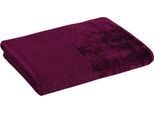 Duschtuch MÖVE "MÖVE Bamboo Luxe", lila (berry), B:80cm L:150cm, Frottier, Obermaterial: 60% Baumwolle, 40% Viskose, Handtücher, mit seidig glänzenden Bordüren