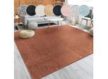 Teppich PACO HOME "Porto 890", braun (kupferfarben), B:60cm H:13mm L:100cm, Obermaterial: 100% Polypropylen, Teppiche, Teppich, Kurzflor, Uni-Farben, ideal im Wohnzimmer & Schlafzimmer