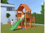 Spielturm FUNGOO "BIG LEADER", braun (rot), Spieltürme, KinderB:444cm H:318cm T:221cm, Holz, Metall, Polyethylen, mit Schaukel & Rutsche, B:444cm H:318cm T:221cm