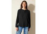 Langarmbluse CECIL, Damen, Gr. XL (44), schwarz, Stoff, 58% Viskose, 42% Polyester, unifarben, klassisch normal, Rundhals, Bündchen, Blusen, mit Rundhalsausschnitt