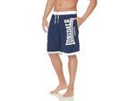 Boardshorts LONSDALE "CLENNELL", Herren, Gr. XL, N-Gr, blau (navy, weiß), Obermaterial: 100% Polyester. Futter: 100% Polyester, bedruckt, unifarben mit Farbeinsätzen, bequem, Hosen, Badeshorts, Innenhose aus Mesh, Topseller