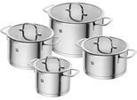 Topf-Set ZWILLING "TrueFlow", silber (silberfarben), Töpfe, Topf-Set, 18/10 Edelstahl, integrierte Siebfunktion, Induktion, 4-tlg.