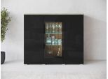 Highboard HOME AFFAIRE "Vera", votaneichefarben, schwarz hochglanz, B:120cm H:103,3cm T:39,5cm, Sideboards, Highboard, Highboard mit 4 Türen, 9 Fächern, verglasten Türen