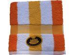 Badetuch GÖZZE "New York", orange (orange, weiß), B:70cm L:140cm, Walkfrottee, Obermaterial: 100% Baumwolle, Handtücher, Badetuch, gestreift, mit strukturierter Borte, reine Baumwolle