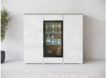 Highboard HOME AFFAIRE "Vera", votaneichefarben, weiß hochglanz, B:120cm H:103,3cm T:39,5cm, Sideboards, Highboard, Highboard mit 4 Türen, 9 Fächern, verglasten Türen