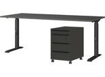 Büromöbel-Set GERMANIA "Mailand", grau (graphit), B:180cm, Holzwerkstoff, Metall, Arbeitsmöbel-Sets, Büromöbel-Set, inkl. Schreibtisch und Rollcontainer