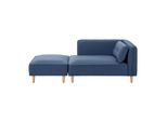 Sofa Fanny Blau Leinenoptik mit Hocker