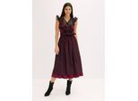 bonprix Dirndl mit Samt in Midilänge (2-tlg.Set), rot, Gr.38, traditionelles Dirndl mit hochwertigen Samtmieder mit Burn-Out Muster und changierender Schürze. Der Rock ist mit einem angenehmen Baumwollfutter ausgestattet., aus Samt