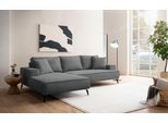 Ecksofa HOME AFFAIRE "TVINNU, L-Form, 275cm, in Cord und Leinenoptik", grau (dunkelgrau), B:275cm H:83cm T:173cm, Sofas, Ecksofa, wahlweise Recamiere rechts/links, schwarze Füße, bequemer Sitzkomfort