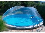 Poolverdeck KWAD "Cabrio Dome für runde Pools mit breitem Handlauf", transparent, B:370cm H:145cm T:370cm, Polyvinylchlorid (PVC), Verdecke, Poolverdeck, in verschiedenen Größen