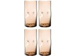 Longdrinkglas LEONARDO "VESUVIO", braun, H:14cm Ø:7cm, Glas, Trinkgefäße, Longdrinkglas, 330 ml, 4-teilig