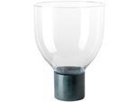 Windlicht FINK "PEGO", blau, grün, B:27cm H:36cm T:27cm Ø:27cm, Edelstahl, Glas, Kerzenhalter, Windlicht