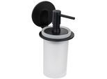 Seifenspender WENKO "Turbo-Loc Modell Bivio", schwarz, Aluminium, Glas, Dosierspender, Seifenspender, Befestigen ohne Bohren, Aluminium-Halterung, 150 ml