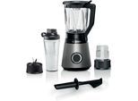 BOSCH Standmixer "VitaPower Serie 4 MMB6177S, 30.000 U/min, 1,5l Thermoglas, ToGoFlasche", silber (silberfarben), B:23cm H:41cm T:19,5cm, Zerkleinerer, 4 Klingen-Messer, Universalzerkleinerer, Made in Europe, Kabelstaufach, Standmixer